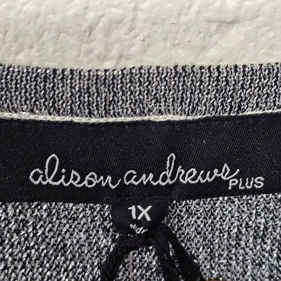Alison Andrews Womens Sweater Dress Size 1X Metallic Ombre Glam Event Silver - Picture 4 of 11
